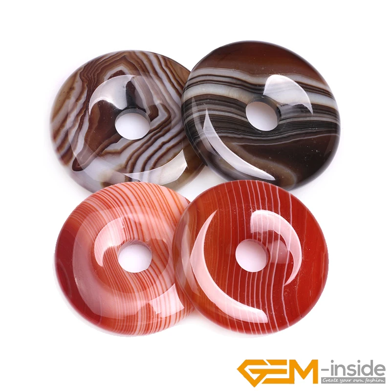 Natural Red Brown Onyx Agates Donut Beads For Jewelry Making 1 Pcs DIY Earring Necklace Jewelry Accessorries Bead 30mm 35mm 40mm