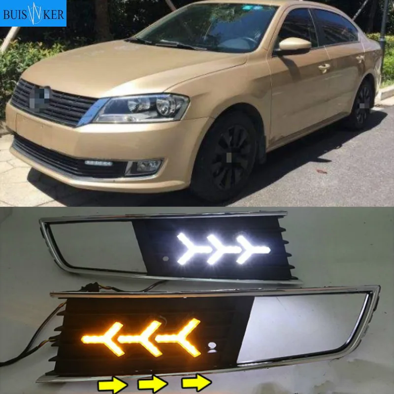 

1 Pair LED DRL Daytime Running Light For Volkswagen VW Lavida 2013 2014 with Yellow Trun Signal Light Blue Night Lamp