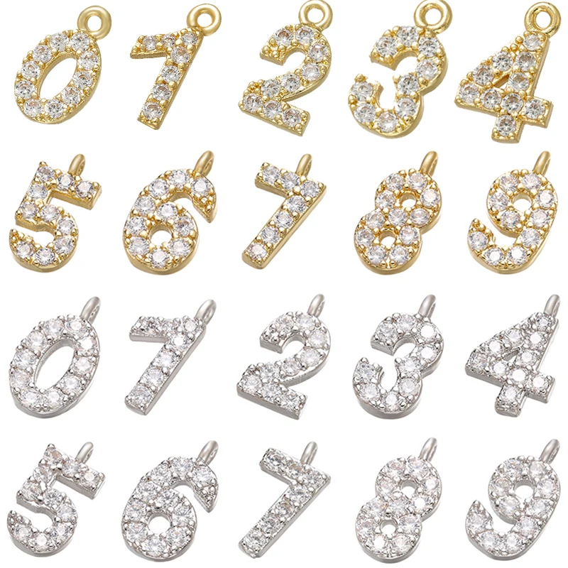 5Pcs/lot,5x10mm Gold-color Arabic Number Charms Pendant for Women\'s Necklaces Earrings Jewelry Accessories Model:VD648