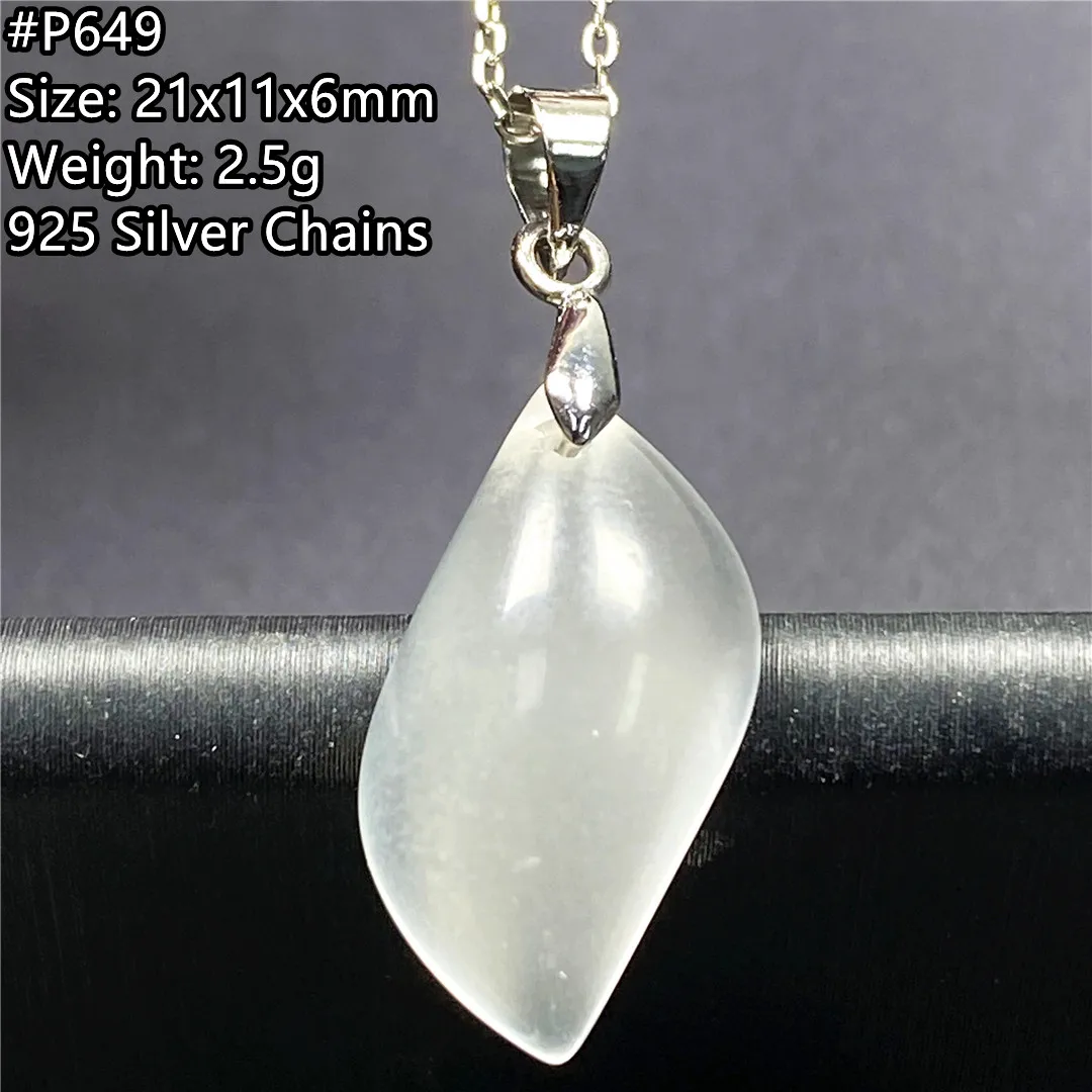 Natural Moonstone Pendant Necklace Jewelry For Women Men Healing Love Gift Clear Beads White Light Stone Crystal Silver AAAAA