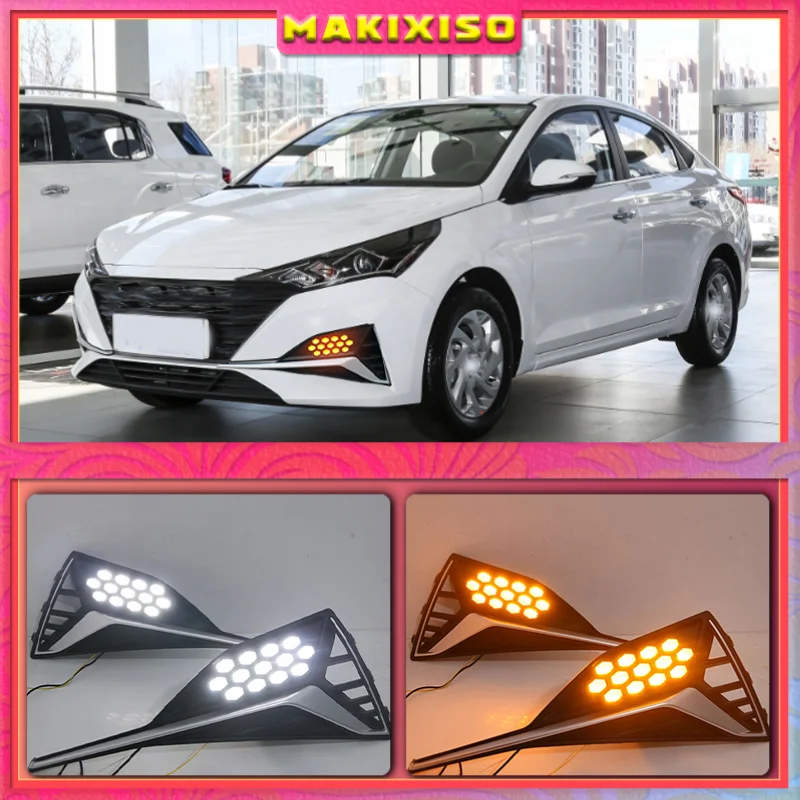 

12V Car Running Lights for Hyundai Accent Solaris Verna 2020 LED DRL Daytime Running Light Fog Lamp