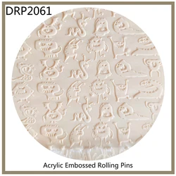 Embossed Rolling Pin with Halloween Patterns, Little Monster Pastry Roller, Baking Cookies, Noodle Fondant, All Saints' Day