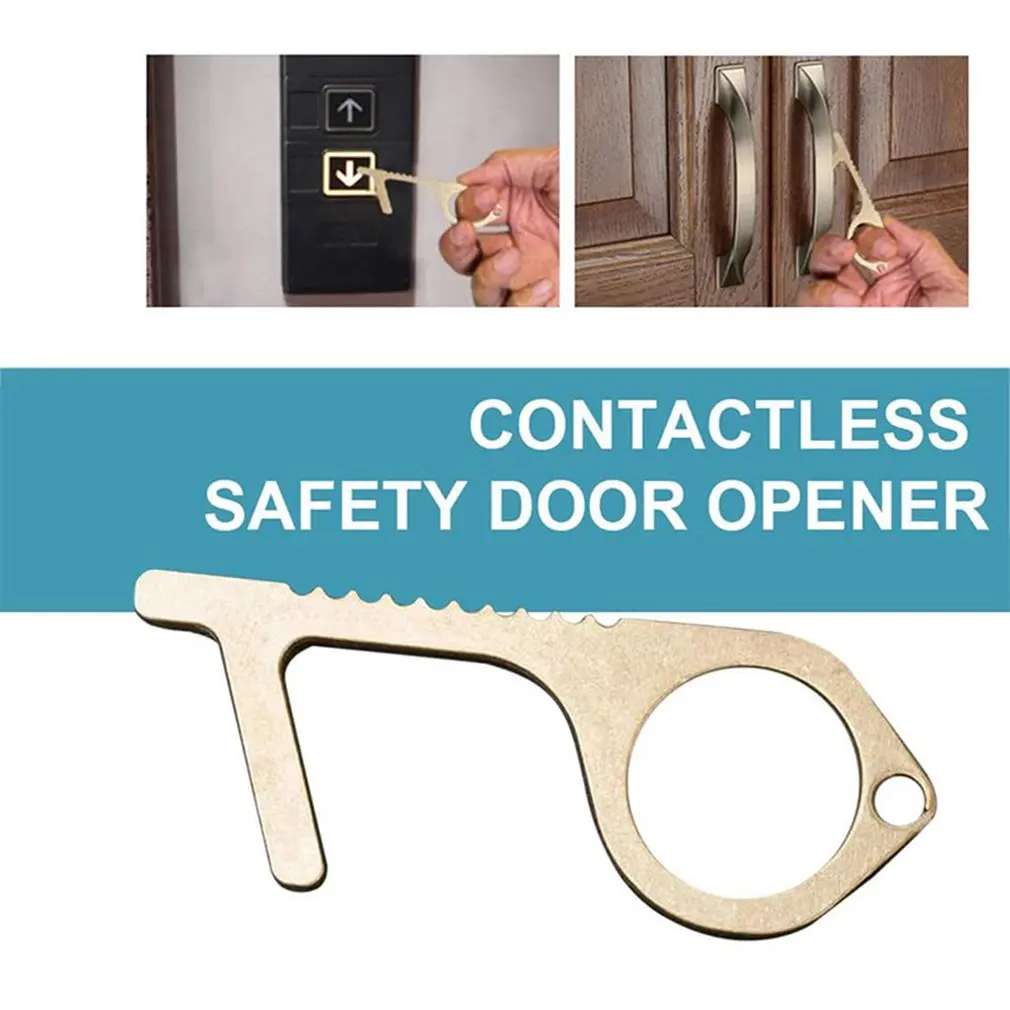 2021 HOT Brass door opener bacterial isolation door opener Elevator Artifact Zero-Contact Disinfectant Artifact