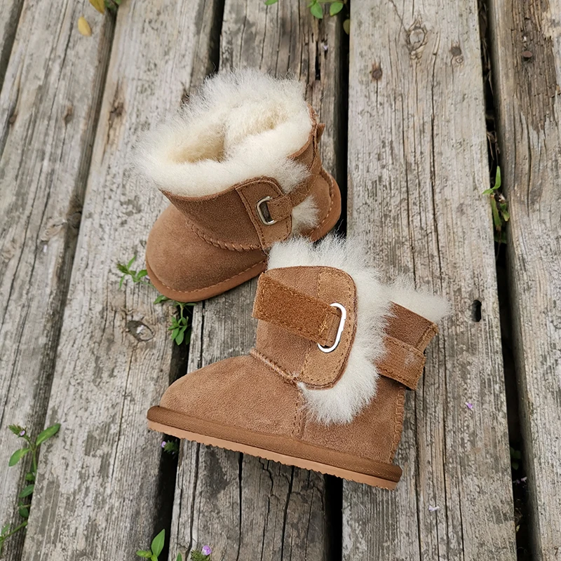 baby shoes boots boy and gils ausrtalian sheepskin fur kid\'s keep warm wool designer luxury prevent slipping