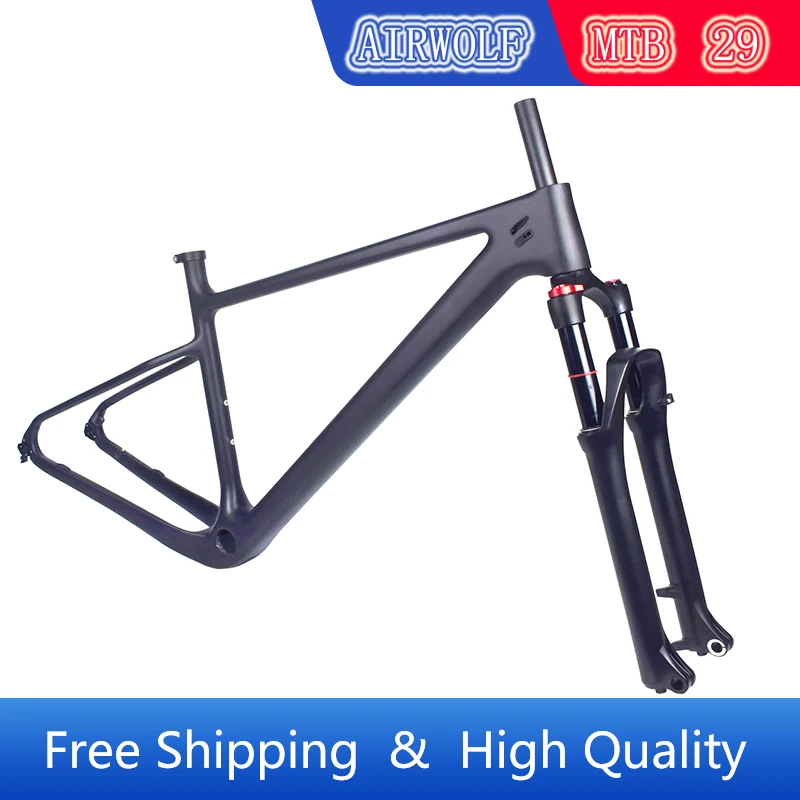 

Airwolf XC Mtb Frame Include Suspension Fork 29er Quick Release 142*12mm 135*9mm Internal Cable S M L XL Carbon Frame Mtb 29