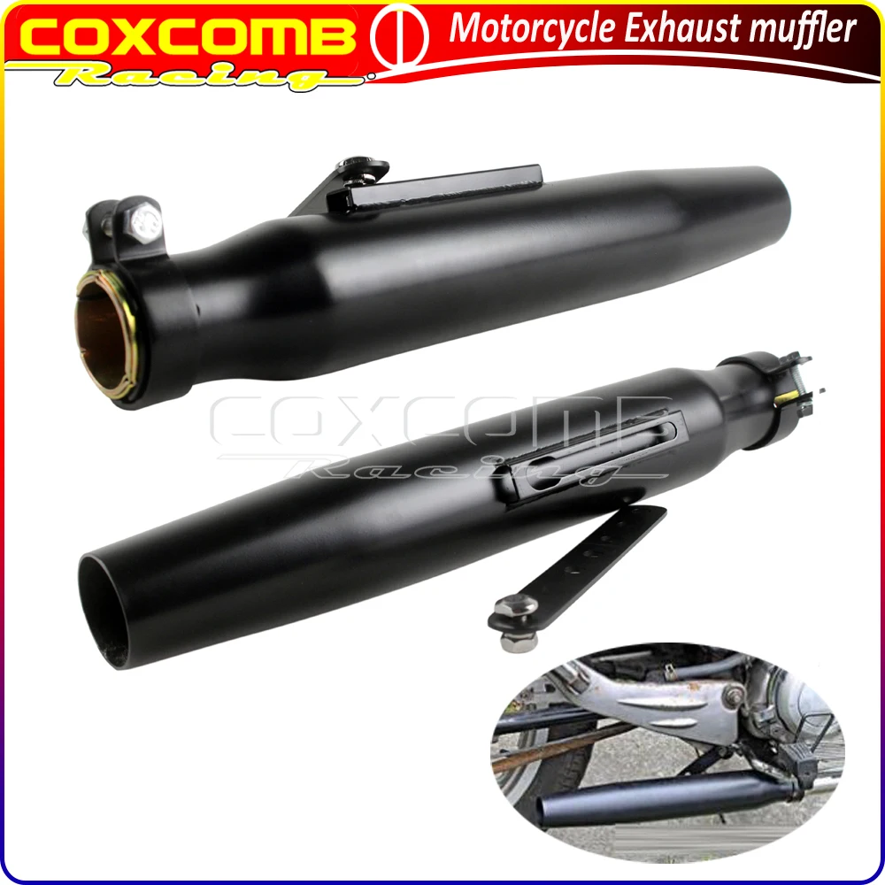 

Motorcycle Black/Chrome 415mm Shortly Tapered Silencer Exhaust Pipe 35-41mm Reducer For Harley Sportster Dyna Scrambler Honda