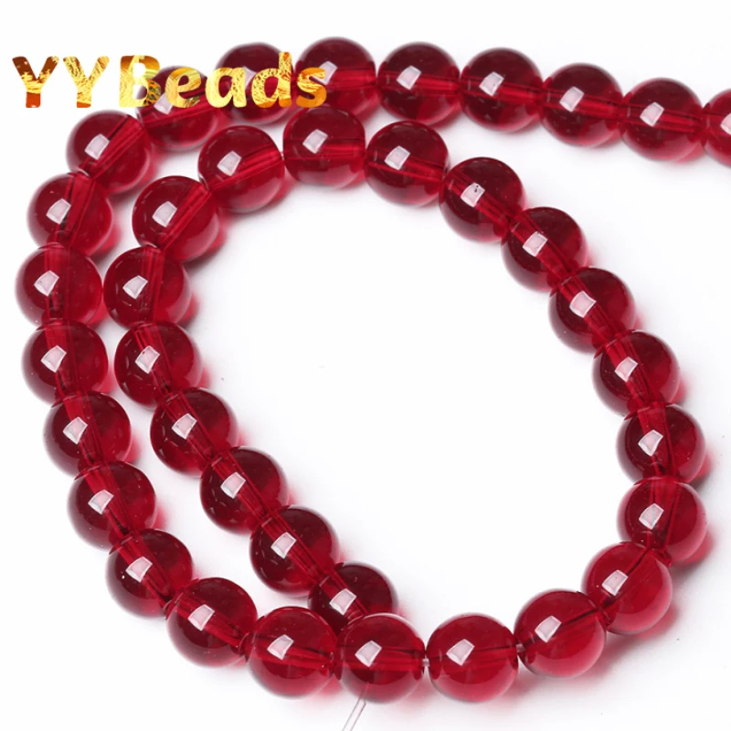 Natural Garnet Red Crystal Glass Beads Clear Red Glass 4-12mm Round Loose Beads For Jewelry Making DIY Women Bracelets Wholesale