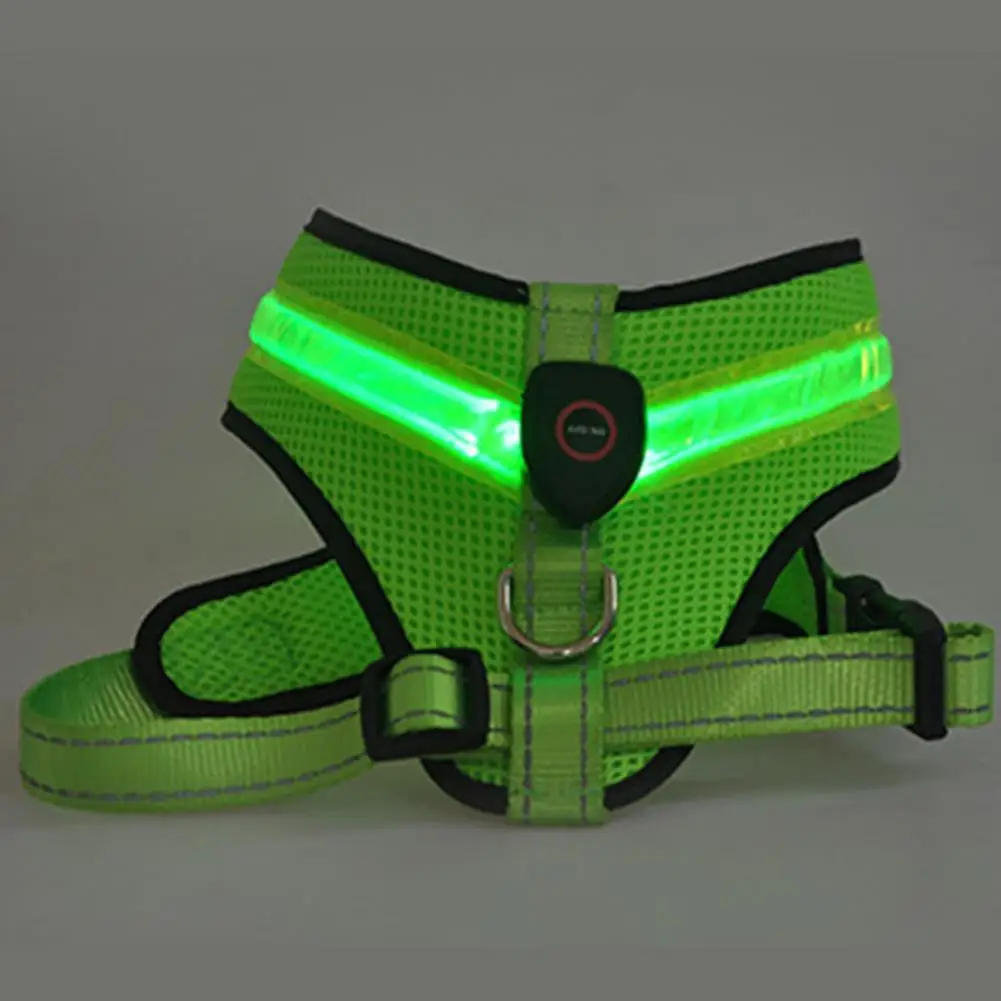 Pet Harness Practical Pet LED Harness Mesh Fabric Tear-resistant  Excellent Medium Dog LED Rechargeable Pet Vest Harness