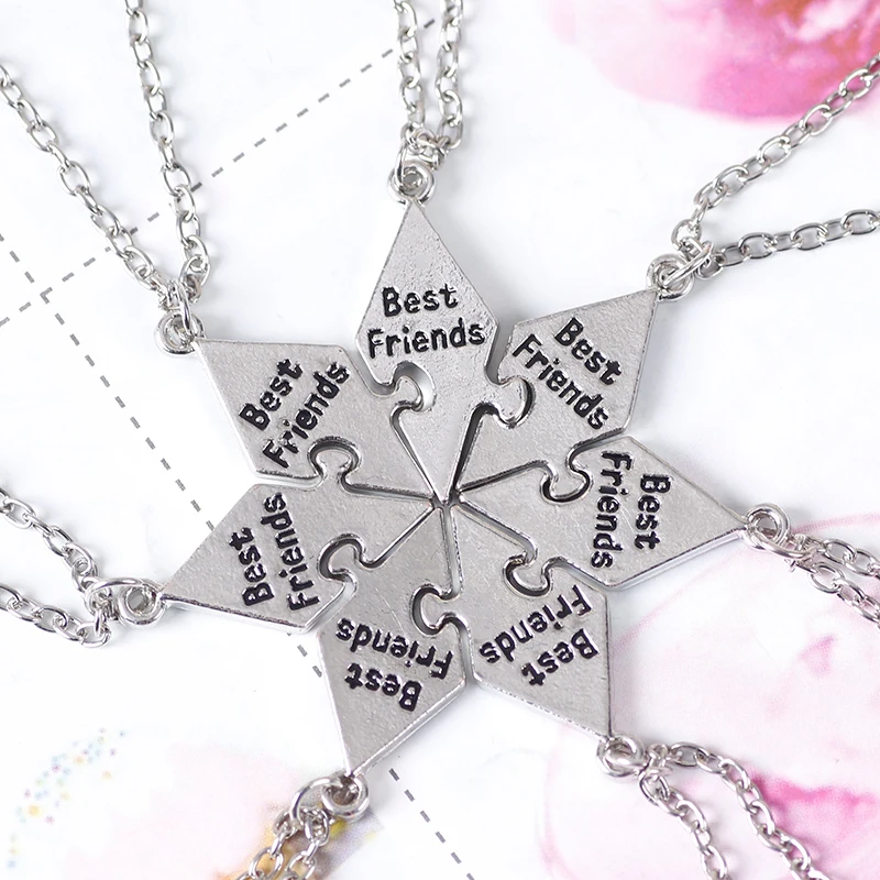 7 Piece Set Of Best Friend Sisters Good Friend Necklace Bff Friendship Pendant Word Ladies Jewelry Gift Necklace 2020