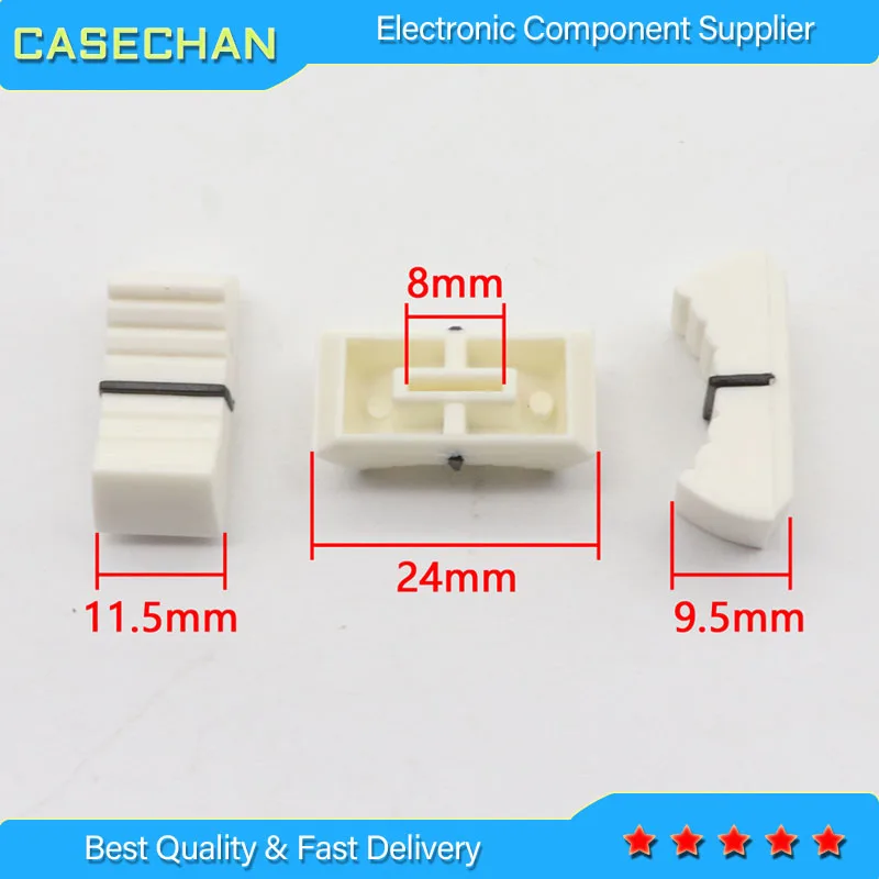 10pcs White Mixer Dimming table Straight Slip Potentiometer Fader Knob Cap / Push Button Cap 8mm Hole / Fader Cap white 8mm