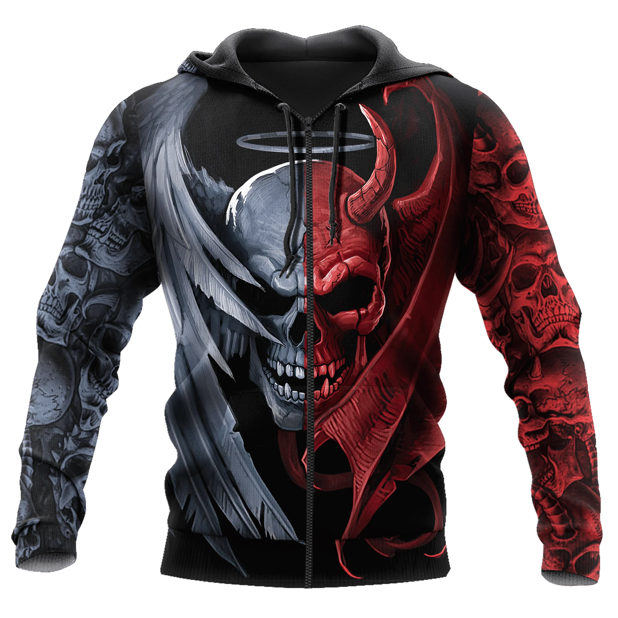 

Gentle And Evil Skull 3D All Over Printed Mens hoodies and Sweatshirt Autumn Unisex zipper Hoodie Casual Sportswear DW807