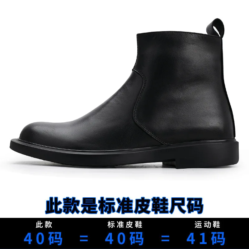 Business Chelsea Mens Boots Ankle Boots Retro Soft Bottom British cowboy boots mens High Quality Genuine Leather cowhide winter