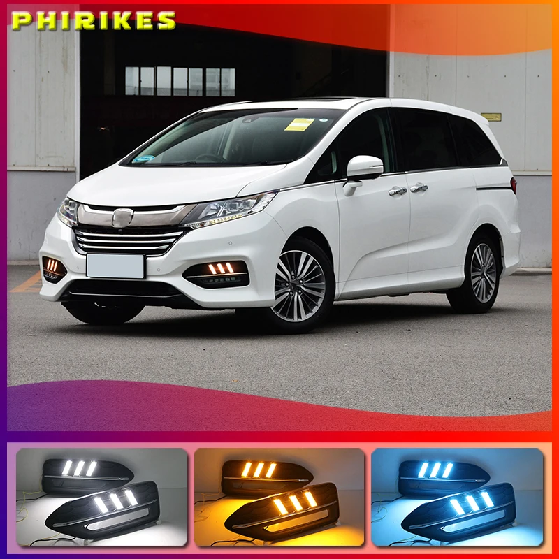 

For Honda Odyssey 2018 White Daytime light Yellow Turn Signal Light Blue Lamp Car LED DRL Daytime Running Light