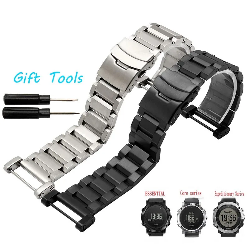 High Quality Stainless Steel Watchband 24mm Watch Strap For Suunto Core Essential Traverse Bracelet For Outdoor Sports Strip