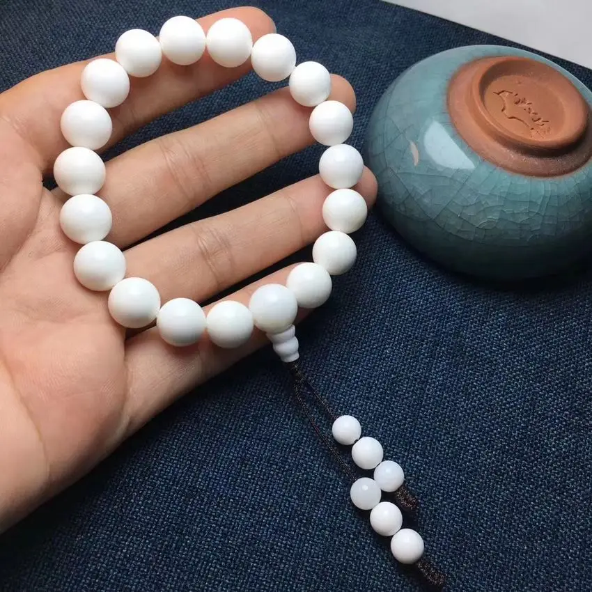 10mm Admirable White Sea tridacna Meditation spirit Bead Bangle Giant clam Mala prayer