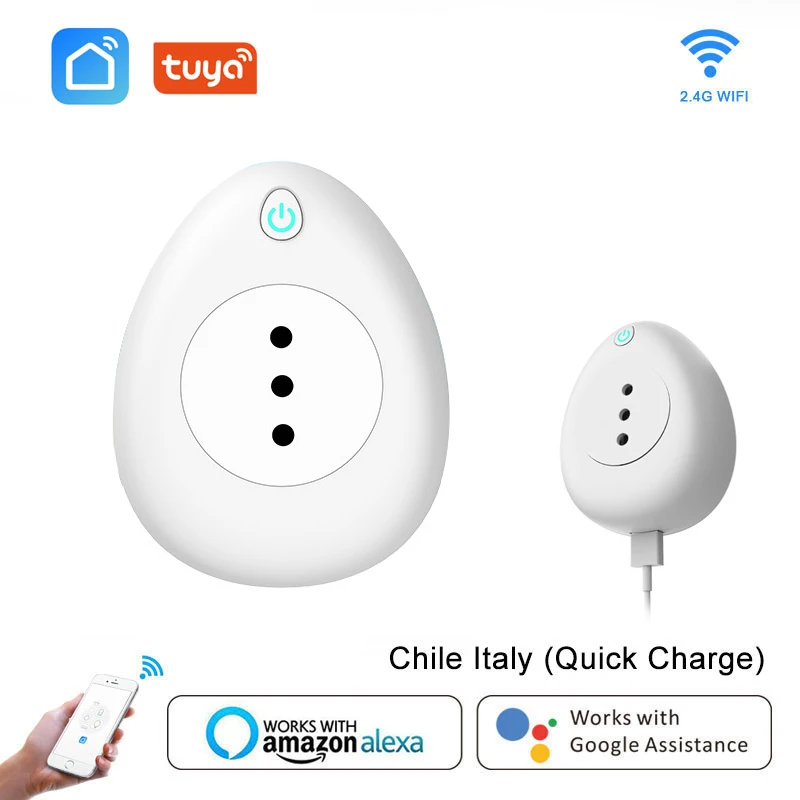 Smart Plug Wifi Smart Socket 15A Italy Chile Power Monitor Voice Control Works With Google Home Alexa Tuya Smart life APP