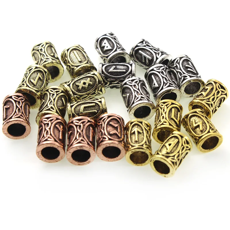 

24PCS/Set Viking Runes Beads Braids Beards Hair Loose Spacer Beads For DIY Pendant Paracord Jewelry Making Bracelets Accessories