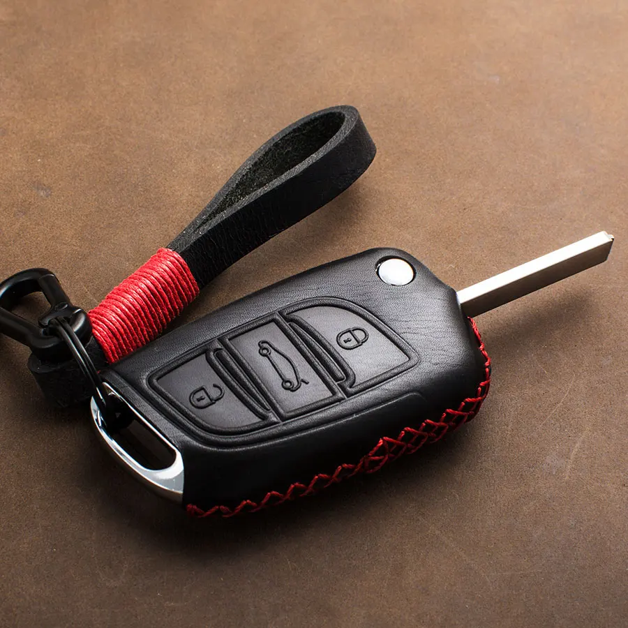 

1 PCS Genuine Leather Remote Keyless Car Key Case Key Cover For Citroen C5 C6 C4L C3XR for DS 3 4 5 7 Car Key Holder Bag Shell