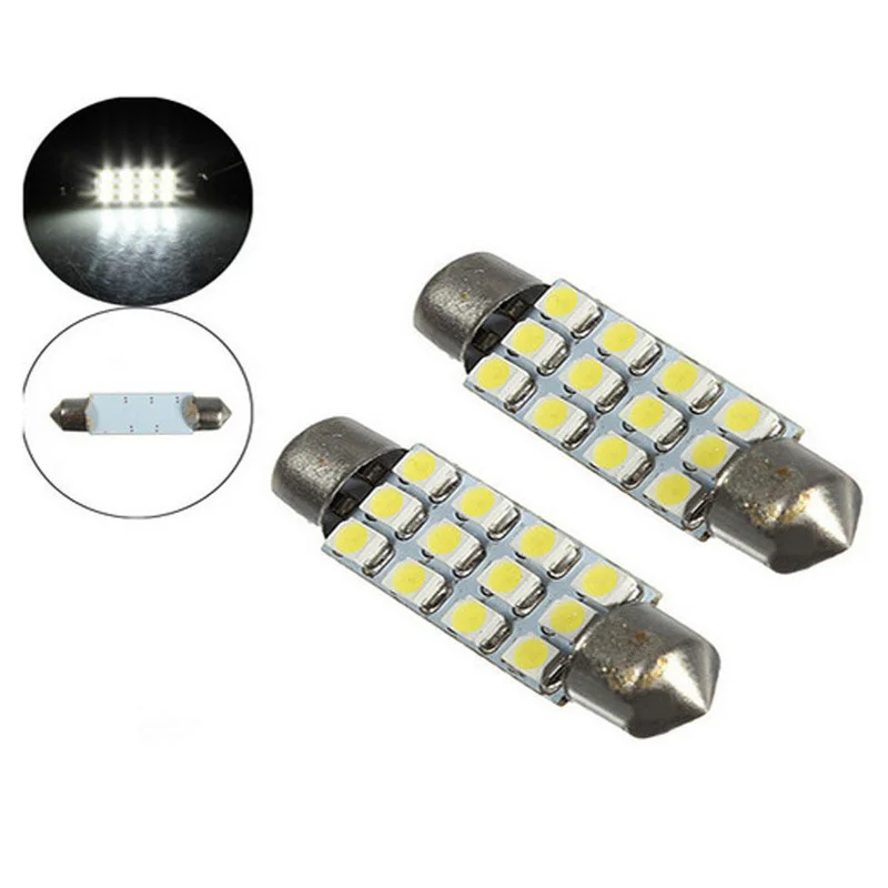 2pcs 42mm Universal Car Tuning Dome 3528-SMD 12 LED Bulb Interior Light Festoon White Mini Lamp Interior Parts Car Accessories