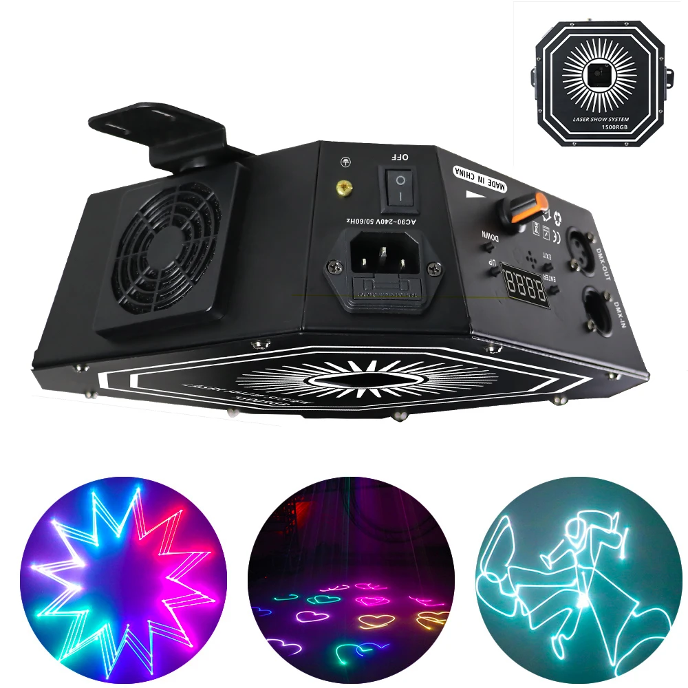 

1.5W Upside Down Laser Light 256 Patterns Effect Lamp RGB Laser Scanning System Animation Laser Projector DJ Disco Christmas