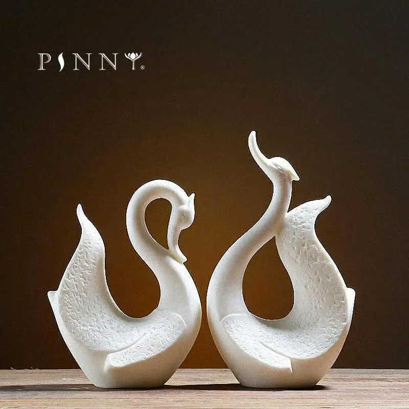 

PINNY White Porcelain Swan Ornaments Ceramics Statues For Decoration Home Decoration Accessories Modern