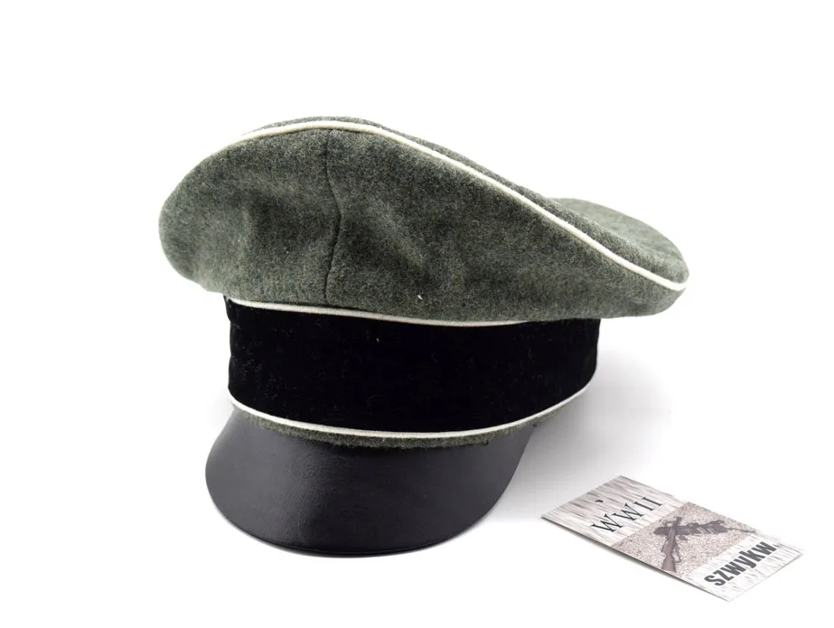 Reenactment  German Army Field Marshals Generals Officers Crusher Field Visor Cap W Hat Sweat Ring Made Leather