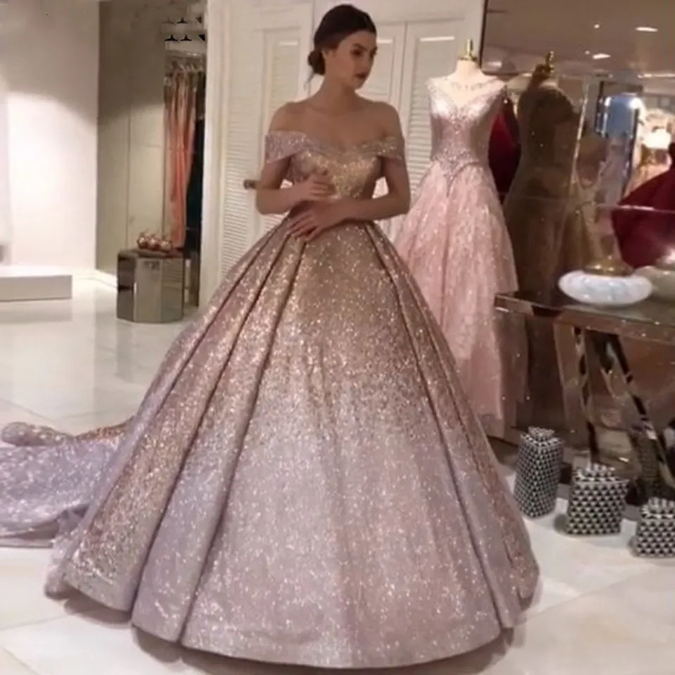 Vestido de baile formal, rosa, lantejoulas, vestido longo de baile, maxi dress fofo, ombro à mostra, 2020