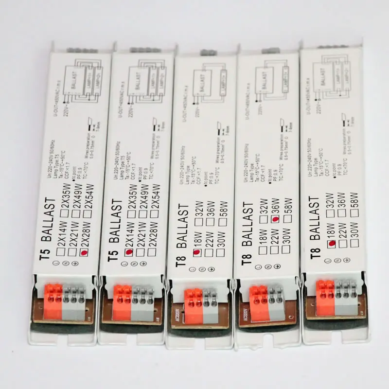 220-240V AC 2x18W 2x30W 2x36W 2x58W Wide Voltage T8 Electronic Ballast Fluorescent Lamp Ballasts