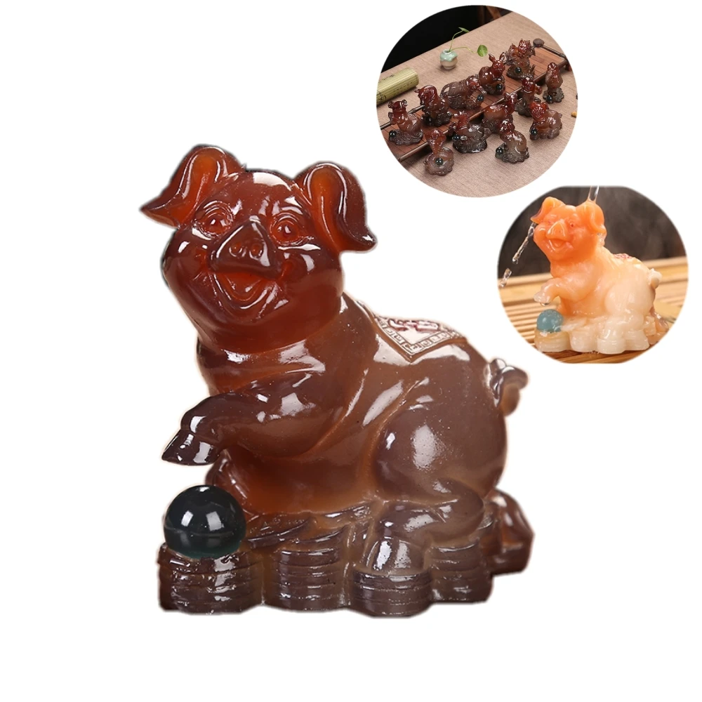 

Color Changing Twelve Chinese Zodiac Resin Tea Pet Tea Set Decorative objects