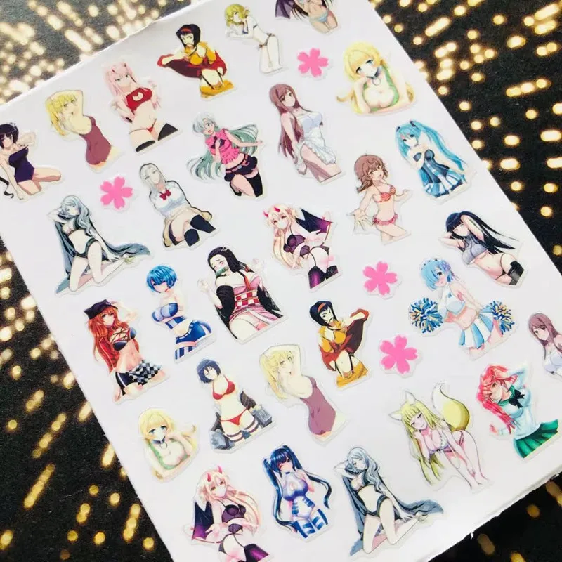 Newest TSC-149-154 shy girl series anime girldesigns 3d nail art sticker nail decal accessories nail slider