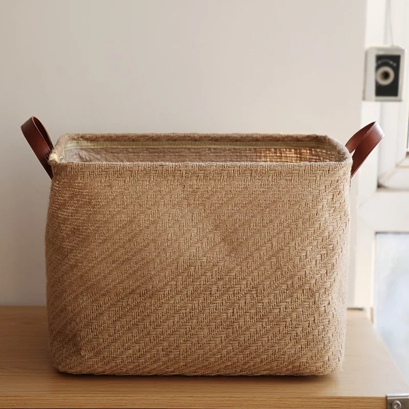 Lanundry Basket Cotton Rope Storage Basket Sorting Grass Weaving Magazine Storage Box Dirty Clothes Basket for Flower Pot