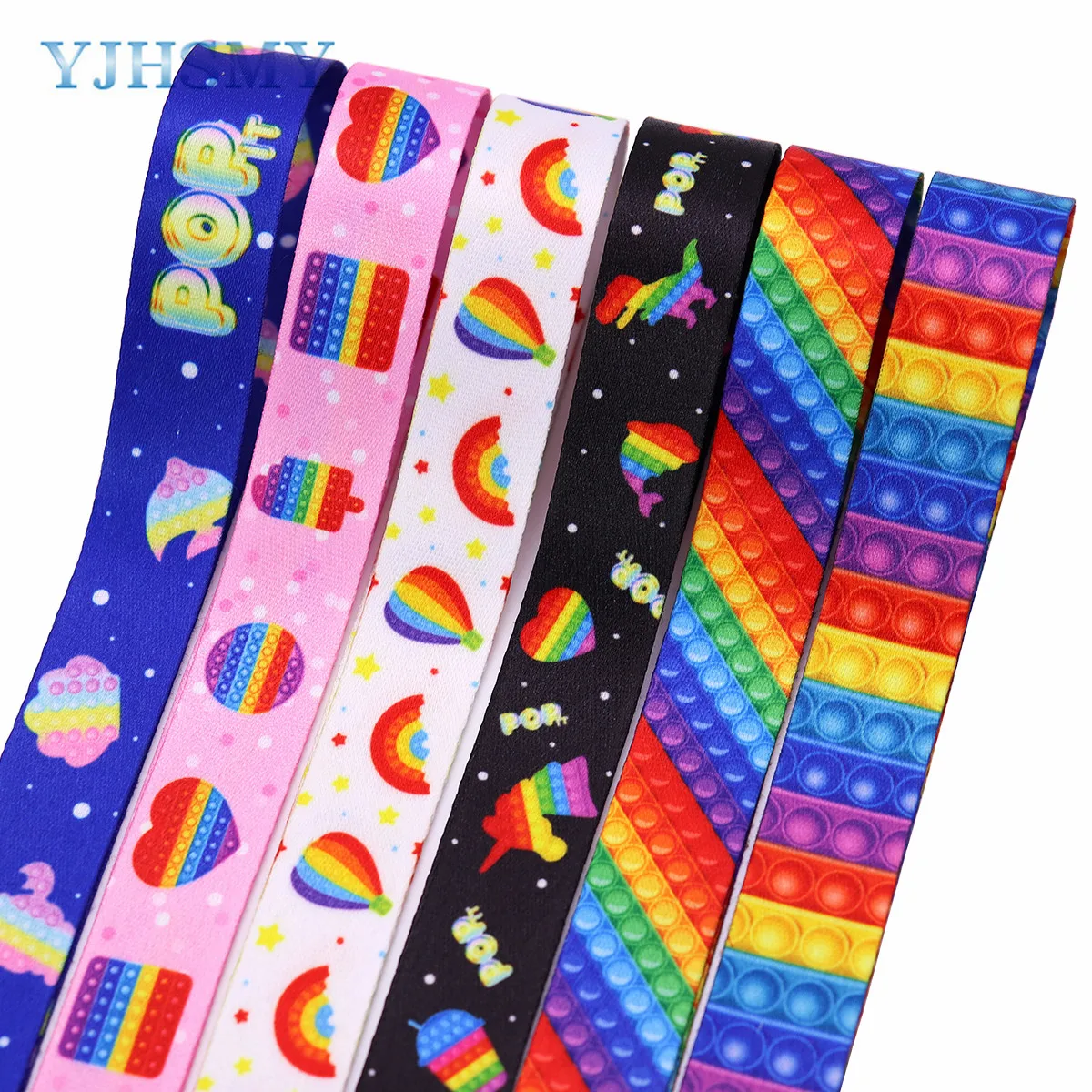 Rainbow Gradient Printed Polyester Ribbons 3/4