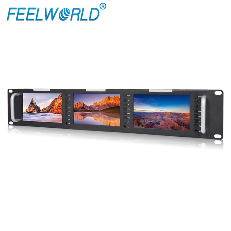 Imagem -03 - Feelworld T51 Triple Polegada 2ru Lcd Monitor de Montagem em Rack com 3g-sdi Hdmi av Entrada e Saída Monitores de Qualidade de Nível de Transmissão