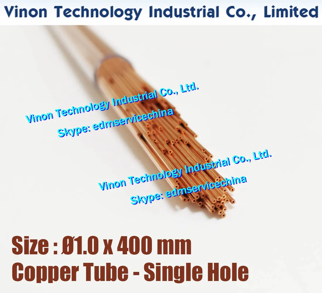 (100PCS/LOT) 1.0x400MM EDM Copper Tube Single Hole, Copper EDM Tubing Electrode Tube Single Channel, Diameter 1.0mm, 400mm Long