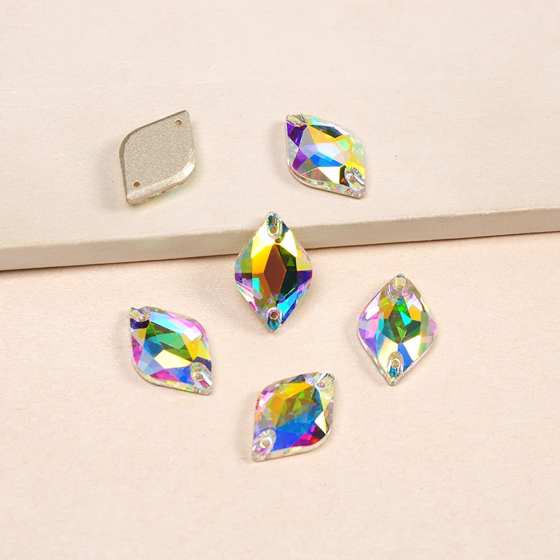 YANRUO 3211 Lemon AB Flache Rückseite zum Aufnähen Glas Strass Bastelsteine Nähkristalle für Handarbeiten – Detail 2