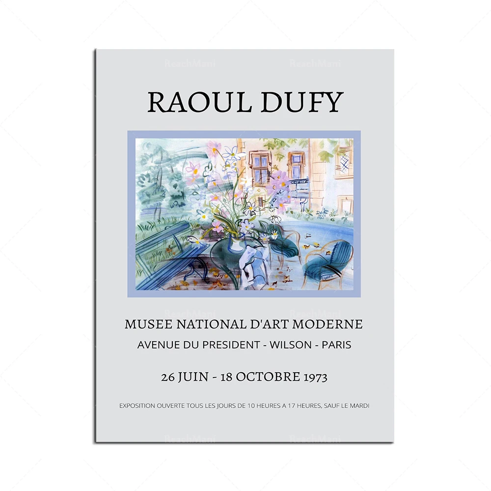 Raoul Dufy exhibition museum poster, vintage French art print, Ville De Nice-Tribute to Raoul Dufy 1954 home wall decoration gif