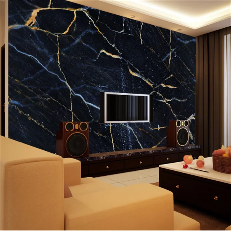 

wellyu Customized Wallpaper 3d Abstract Blue Marble TV Sofa Background Living Room Bedroom Background Wallpaper