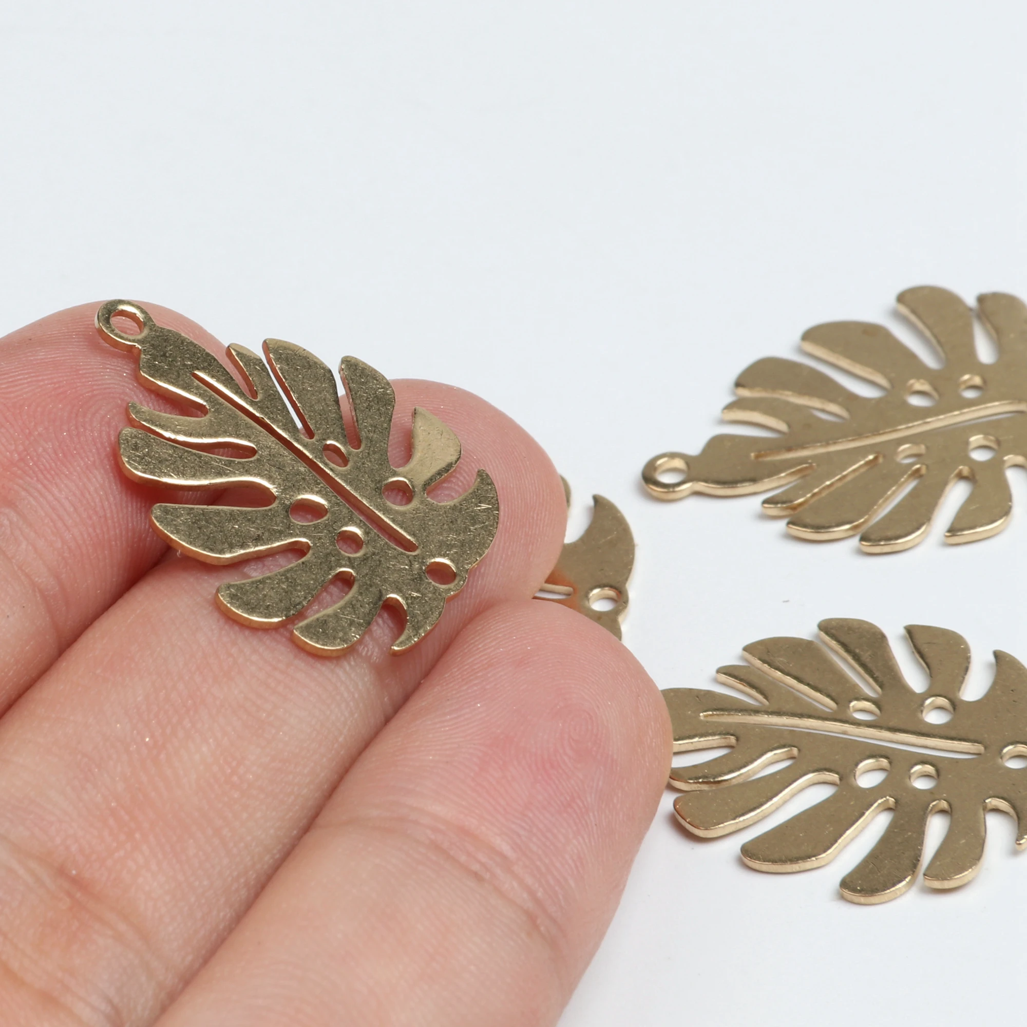 Brass Leaf Charm,Findings Accessories For Diy Earrings Necklace Bracelet Jewelry Making,Jewelry Supplies,20x25mm-RB1358