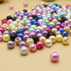 50pcs/lot 6/8/10/12mm 4 size multicolor pearls Buttons sdark hole plastic Decorative Buttons For Craf Sewing diy Accessories