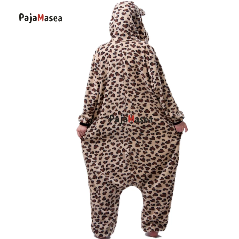 Animal Zipper Leopard Bear Onesies Men Adults Cartoon Fleece Winter Jumpsuit Woman Cosplay Homewear Costume Kigurumi Pajamas