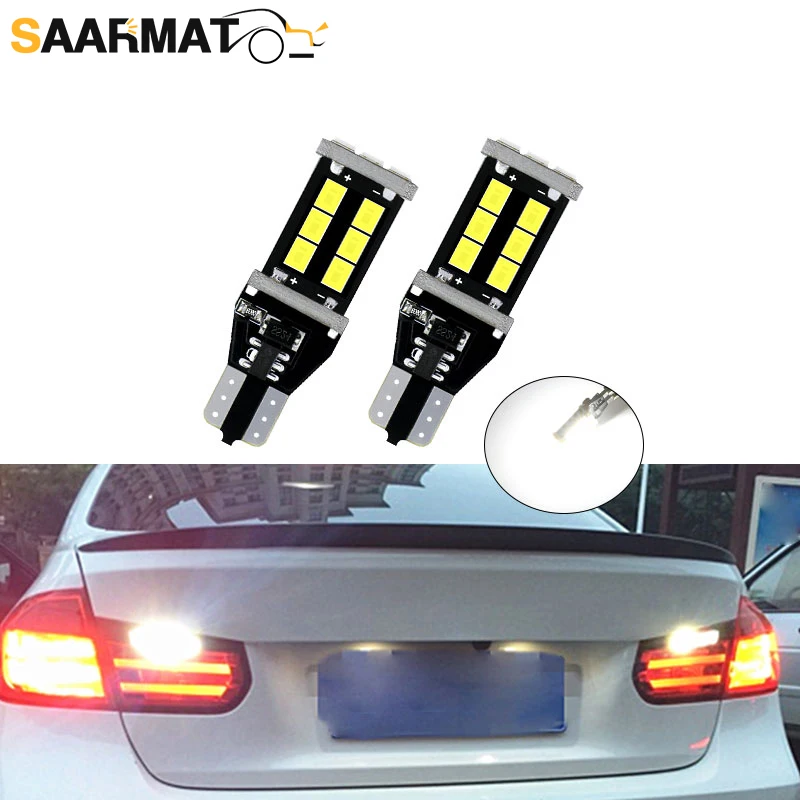 2x T15 W16W LED Bulbs Reverse Lights 15SMD Car LED Back Up Rear Lamp For BMW 5 Series E60 E61 F10 F11 F07 Mini Cooper