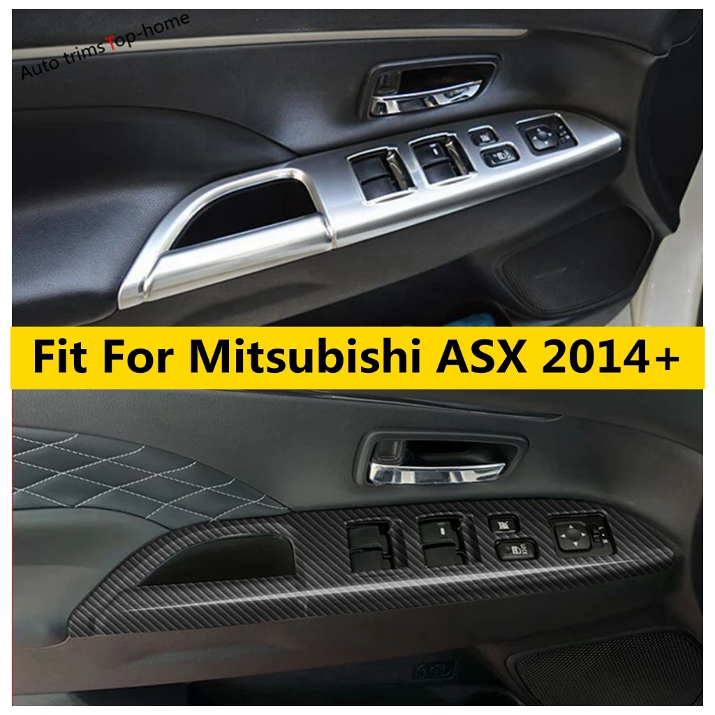 

For Mitsubishi ASX 2014 - 2021 Window Lift Switch Button Panel Frame Cover Trim Carbon Fiber Look / Matte Accessories Interior