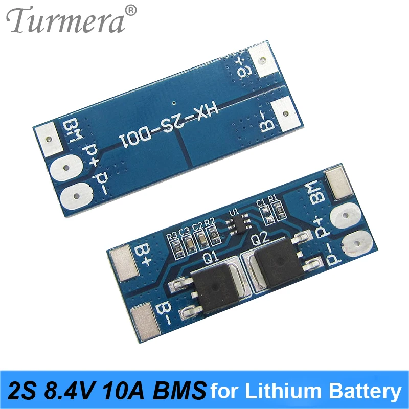 Turmera 2S 8.4V 10A BMS Lithium Battery Protection Board for 7.4V 8.4V Speaker Battery and Electric Bicycle Light Headlamp Use A