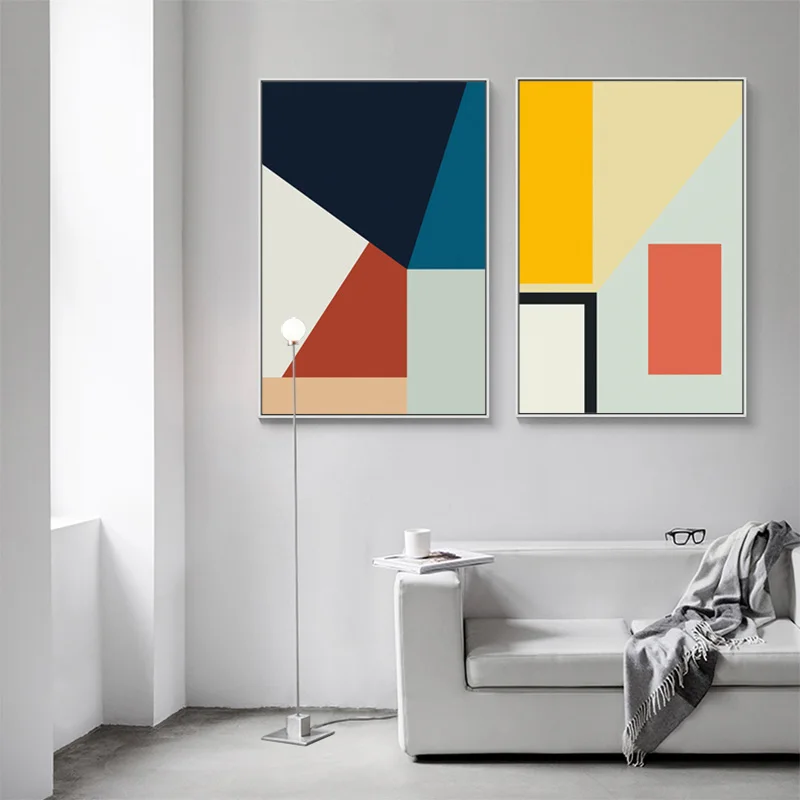 

Geometric Wall painting Cavas Art Oil Painting Abstract Orange Light Luxury Modern Entrance Living Room Painting home decor Art