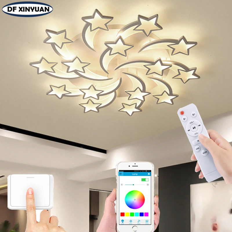 Modern Acrylic LED Star Ceiling Light Indoor Art Decorative Light Bedroom Study Dining Room Children's Room Ceiling Chandelier