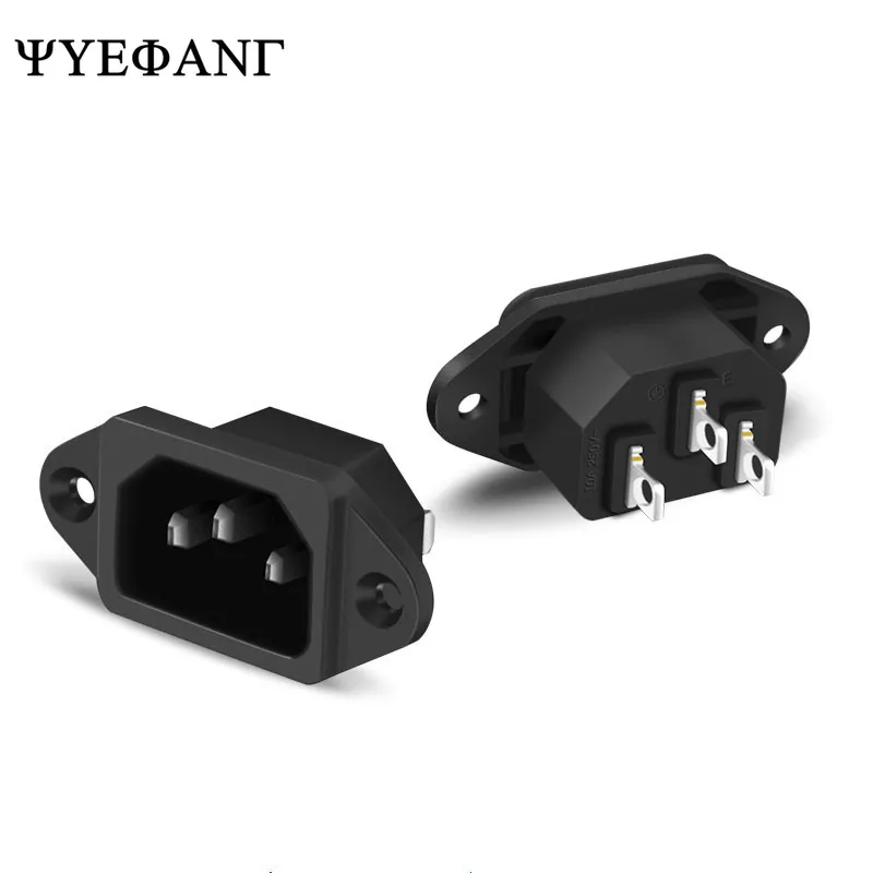 1PC IEC320 C14 C13 Electrical AC Socket 3 Female Male Inlet Plug Connector 3pin Socket Mount