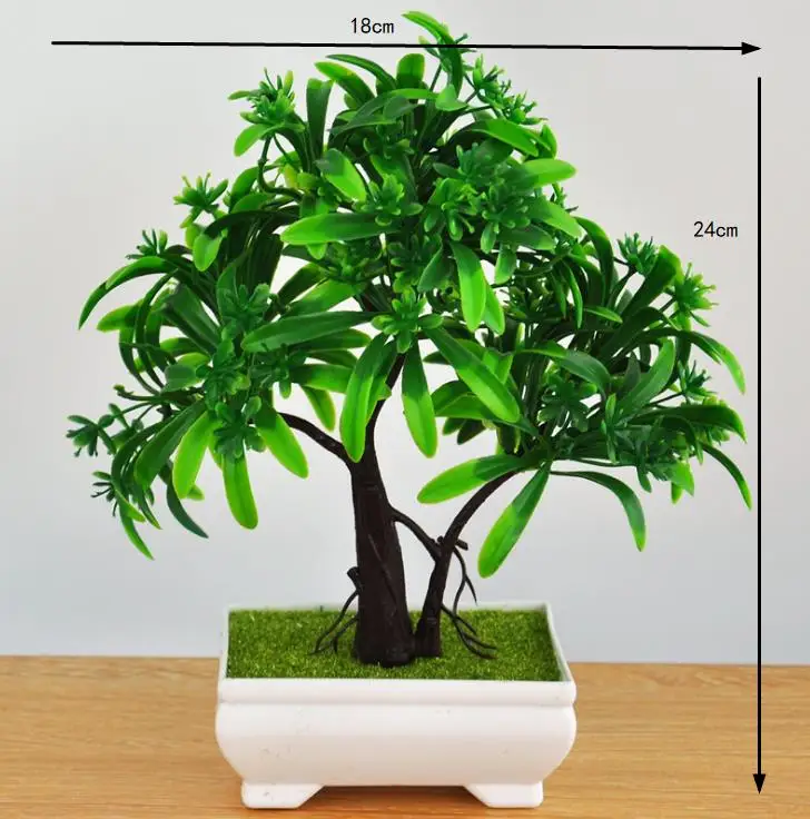 Grüne Heimdekoration Bonsai-Simulation Dekorative Blumen Kränze Künstliche Blumen Künstliche Grünpflanzen im Topf Ornamente Willkommens-Kiefer – Detail 3