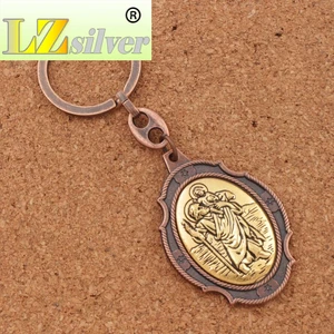 Saint Christopher Medal Keychain, Auto Car Protection Key Ring, santo padroeiro dos viajantes e motoristas, 2 polegadas grandes, K1741, 1pc 8 principais vendas chaveiro de são cristovão - №1