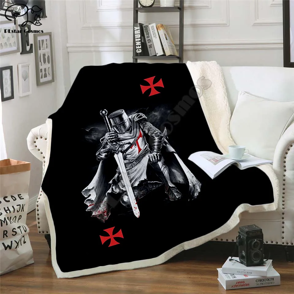 Knights Templar Blanket 3D printed Sherpa Blanket on Bed Home Textiles Dreamlike HOME ACCESSORIES style-1