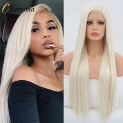 Charisma-peruca dianteira do laço sintético para mulheres, cabelo liso sedoso longo, parte lateral, linha fina natural, perucas cosplay